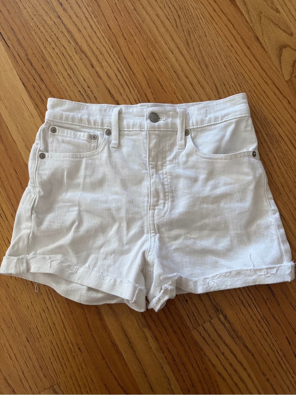 Madewell White Denim Rolled-Hem Jean Shorts